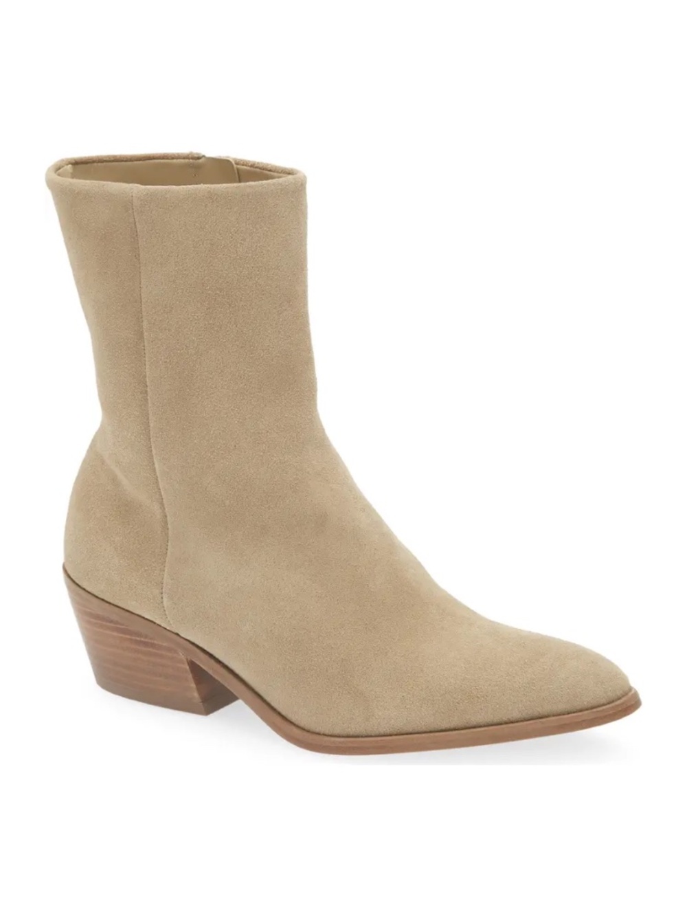 New Pedro Garcia Atena Block Heel Boot In Natural Suede Sz 8